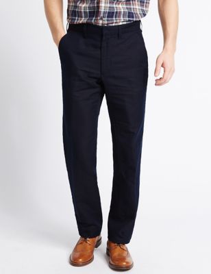 Tailored Fit Linen Rich Trousers